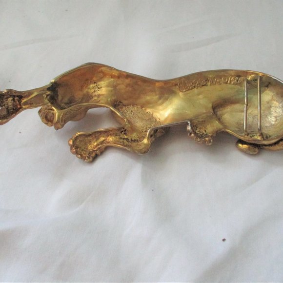 SIGNED Vintage 1985 CHRISTOPHER ROSS PANTHER JAGUAR BELT BUCKLE - Picture 4 of 8